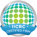 Logo for IICRC Certified Firm. Awarded to businesses that are certified to provide top-tier quality restoration services in the industry.
